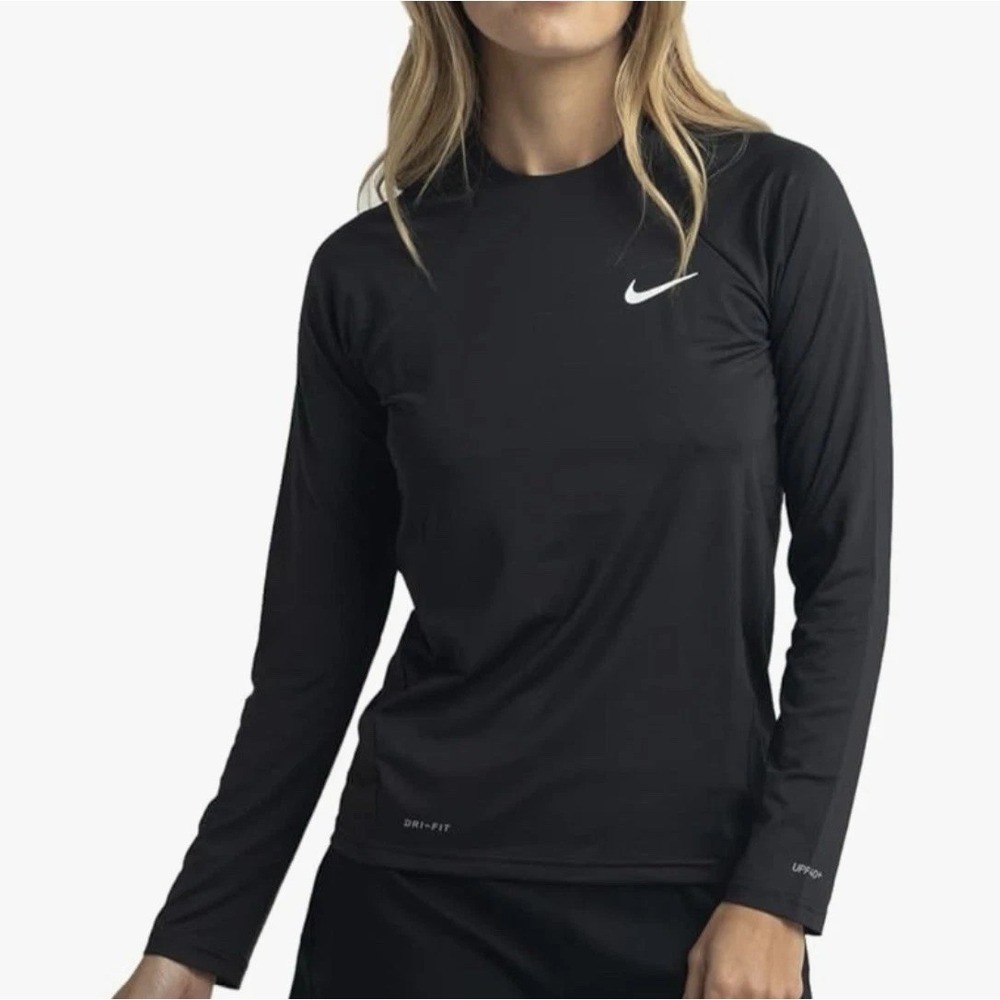 Nike Women's Size S Essential Long-Sleeve Rash Guard Black MSRP $62